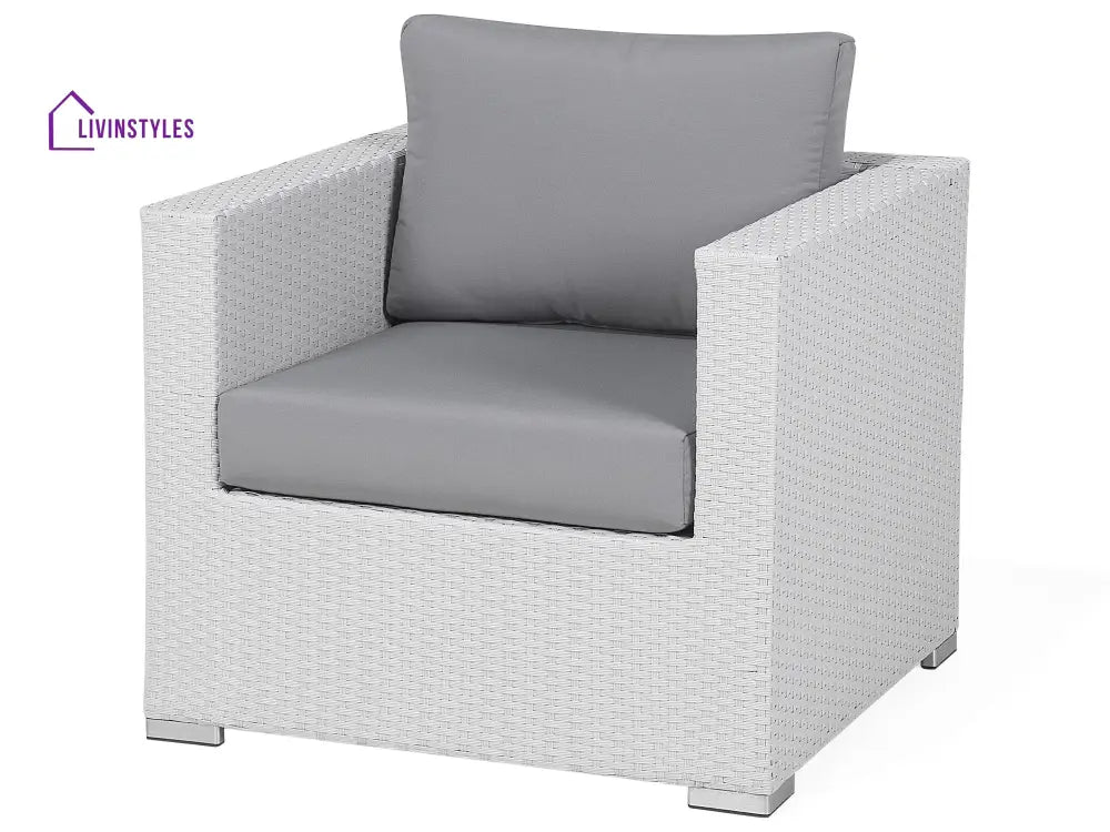 Ulva Outdoor Sofa Set 8 Seater Single Seater and 2 Center Table Set (White + Grey) - Sofa Sets
