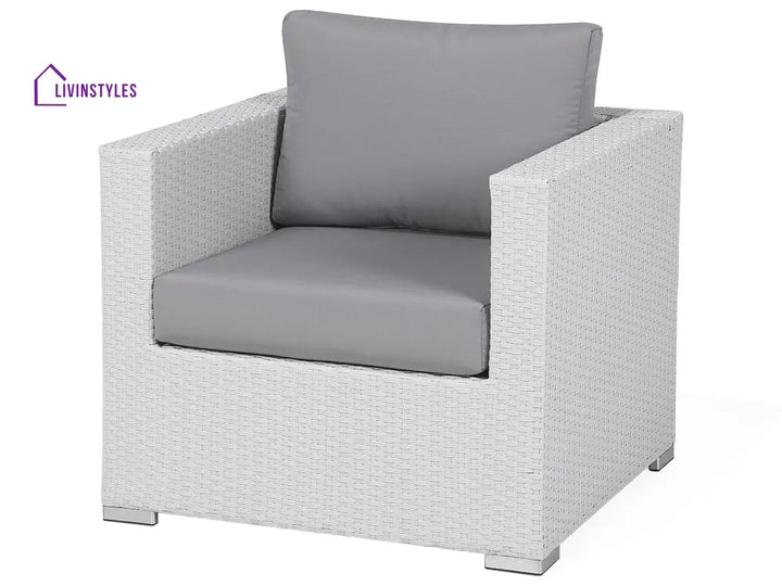 Ulva Outdoor Sofa Set 8 Seater Single Seater and 2 Center Table Set (White + Grey) - Sofa Sets