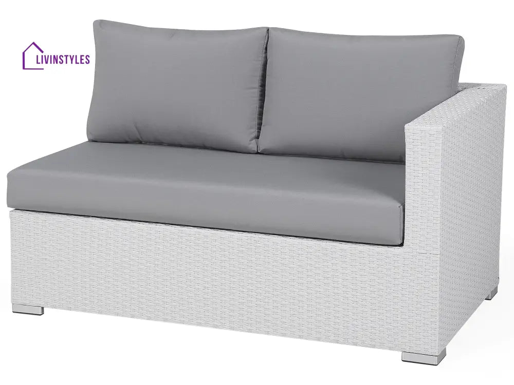 Ulva Outdoor Sofa Set 8 Seater Single Seater and 2 Center Table Set (White + Grey) - Sofa Sets