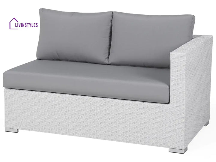 Ulva Outdoor Sofa Set 8 Seater Single Seater and 2 Center Table Set (White + Grey) - Sofa Sets