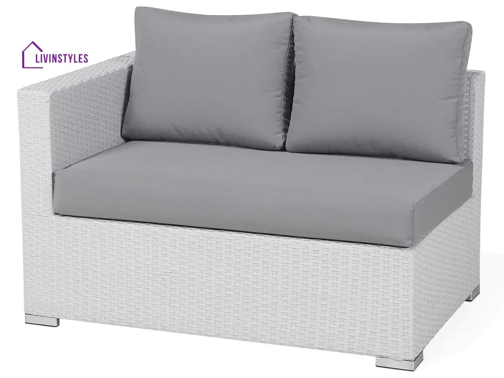 Ulva Outdoor Sofa Set 8 Seater Single Seater and 2 Center Table Set (White + Grey) - Sofa Sets