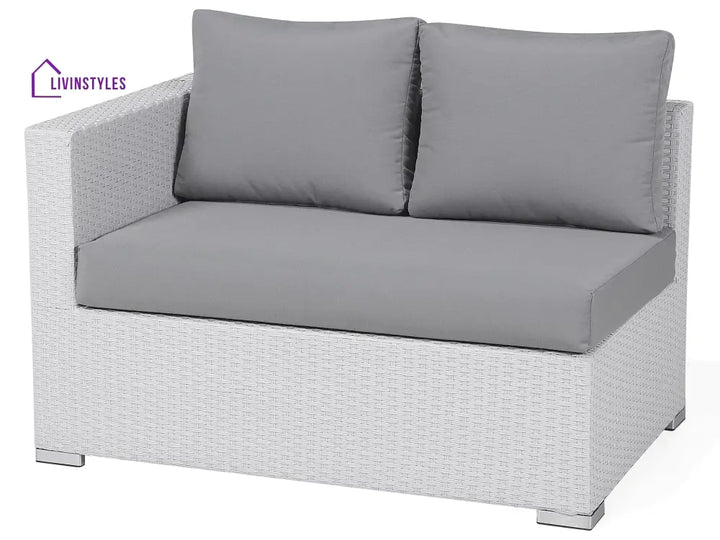 Ulva Outdoor Sofa Set 8 Seater Single Seater and 2 Center Table Set (White + Grey) - Sofa Sets