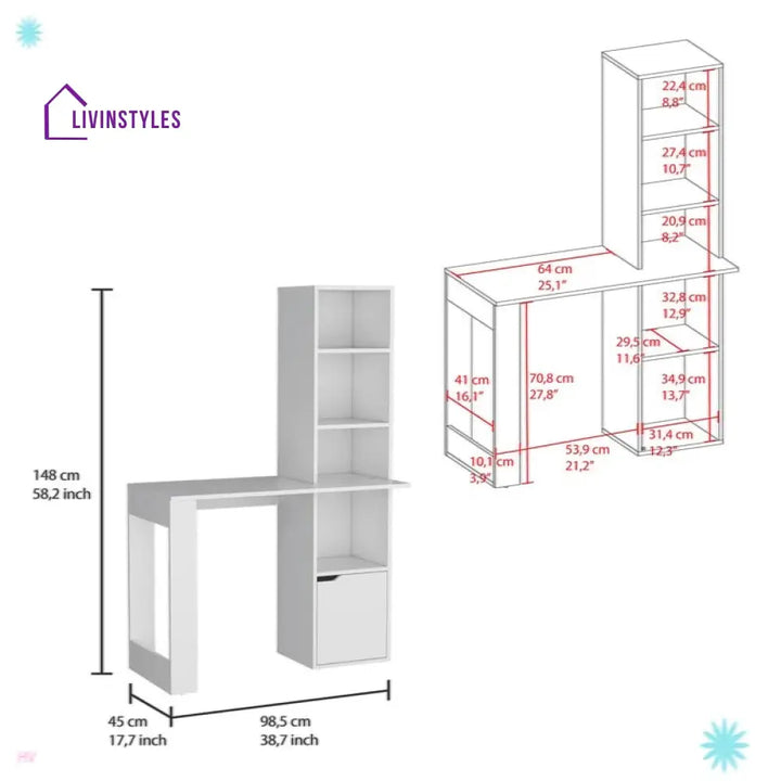 Ulyana White Study Table for Students