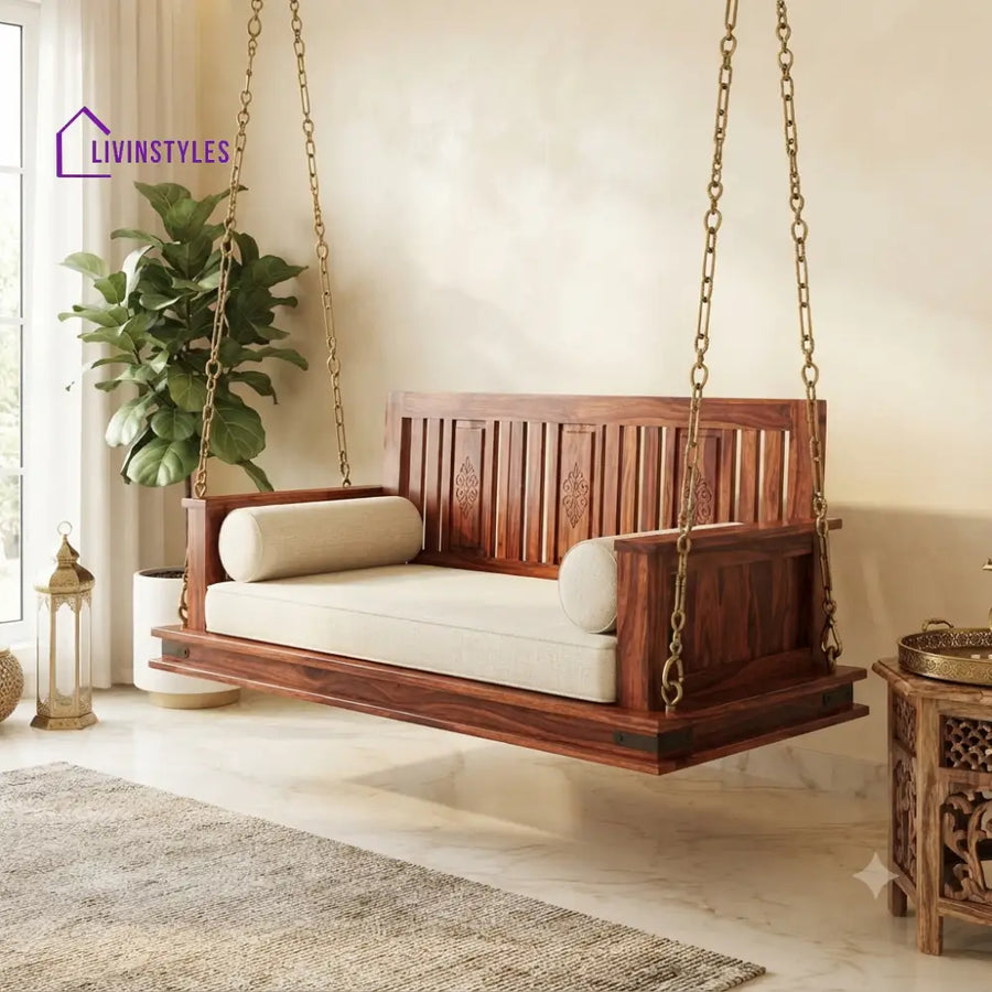Ulysse 2 Seater Wooden Swing for Home | Wooden Jhula for home