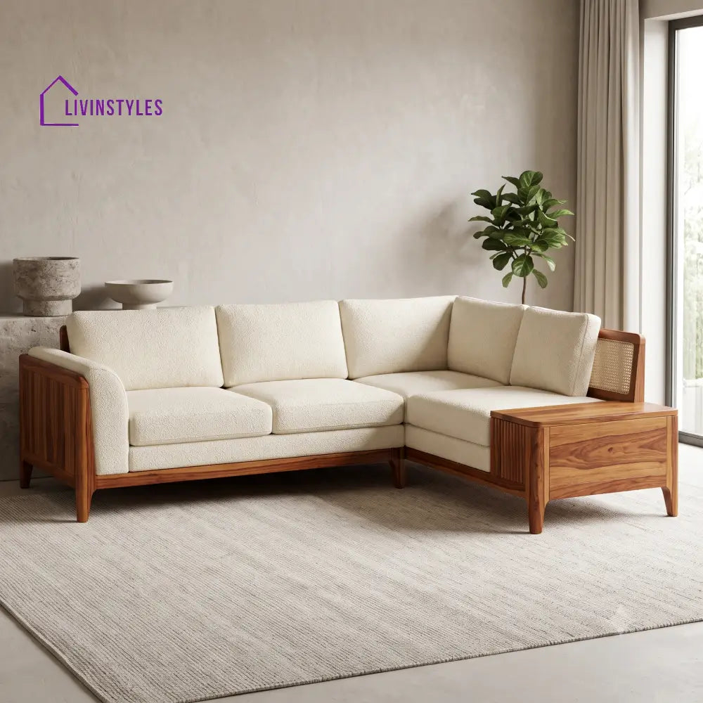 Ulysse Premium L Shaped Wooden Sofa Set for Living Room