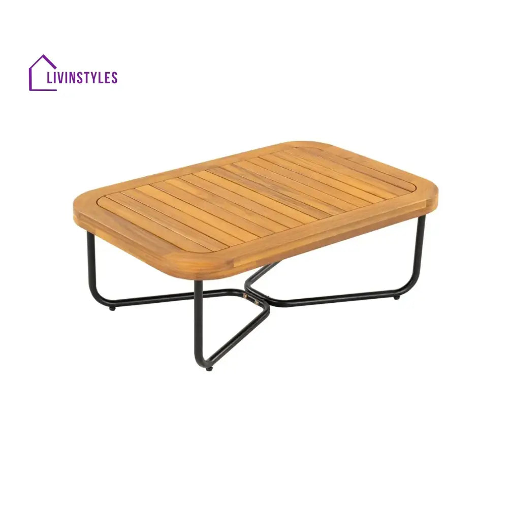 Uma Outdoor 4-Piece Rope Woven Conversation Sofa Set with Wooden Top Table - Sofa Set