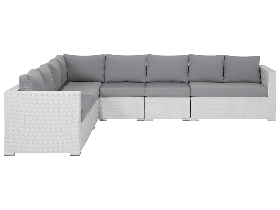 Ulva Outdoor Sofa Set 8 Seater , Single Seater and 2 Center Table Set (White + Grey)