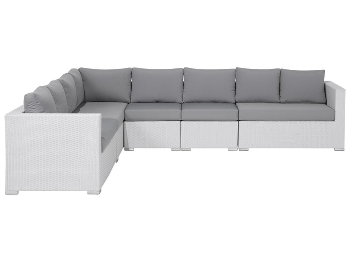 Ulva Outdoor Sofa Set 8 Seater , Single Seater and 2 Center Table Set (White + Grey)