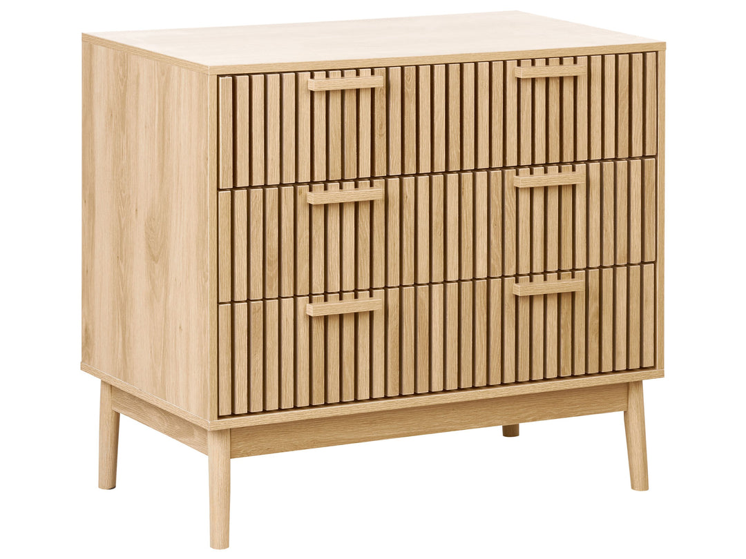 OmkarWood Valencia Slatted Sideboard Cabinet – Natural Oak Finish