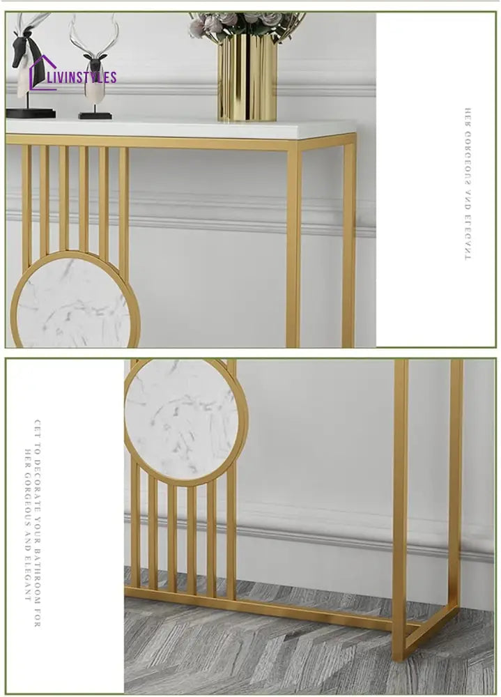 Urban Loft Rectangular White Marble Console Table Table