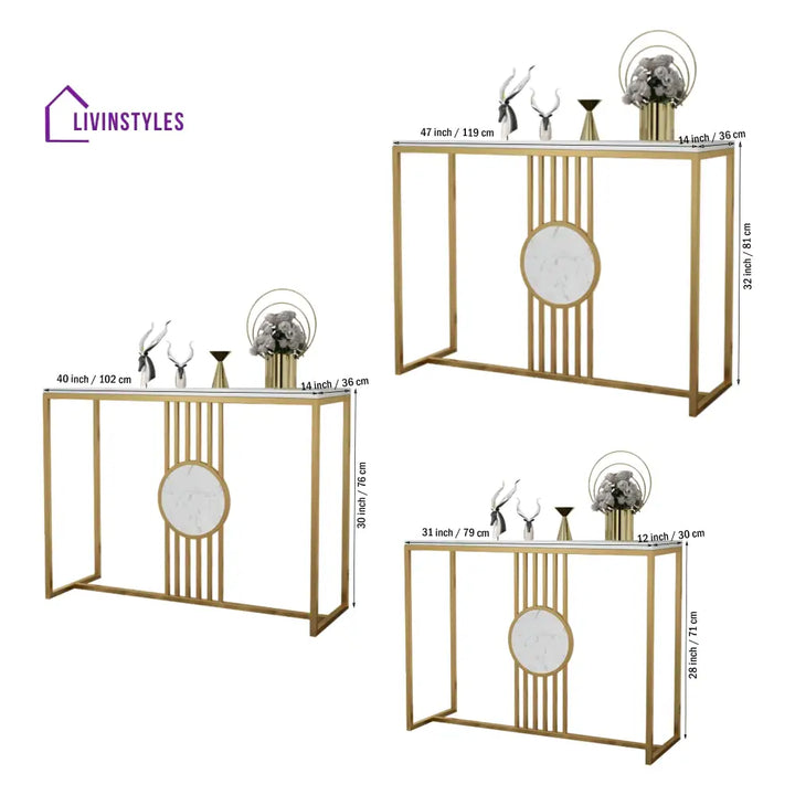 Urban Loft Rectangular White Marble Console Table Table