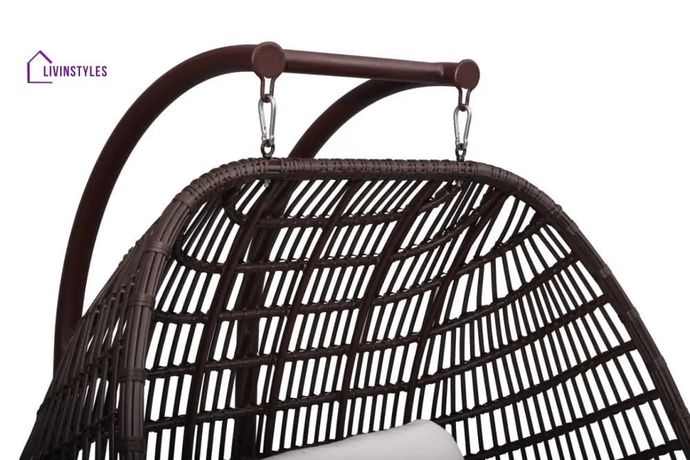 Urbano Double Seater Hanging Swing With Stand For Balcony Garden Swing (Dark Brown) - Swings