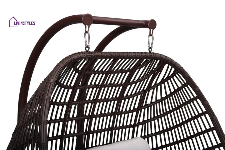 Urbano Double Seater Hanging Swing With Stand For Balcony Garden Swing (Dark Brown) - Swings