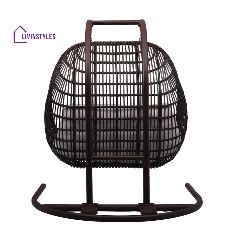 Urbano Double Seater Hanging Swing With Stand For Balcony Garden Swing (Dark Brown) - Swings