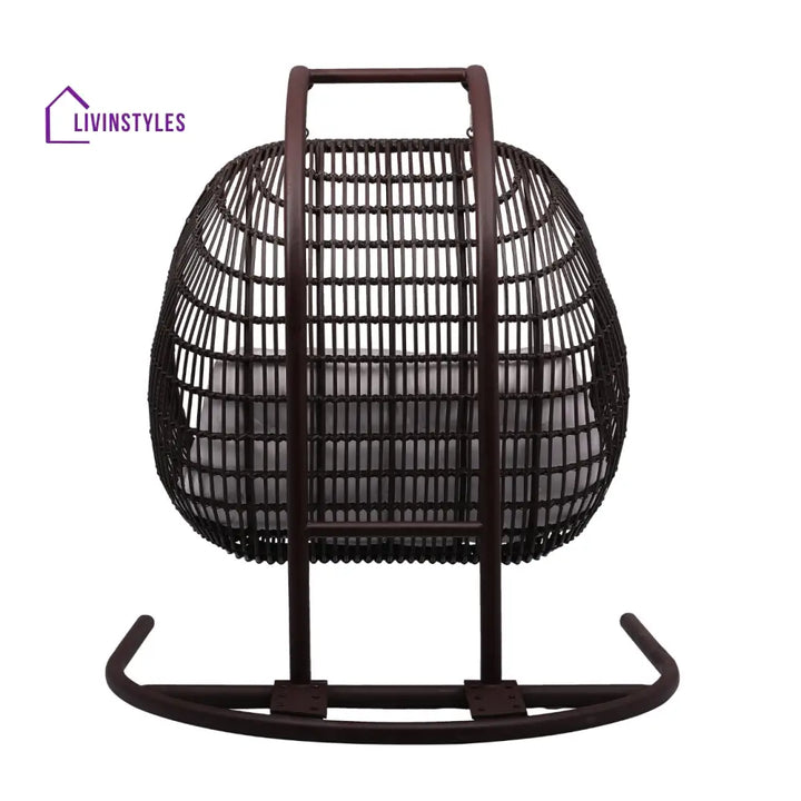 Urbano Double Seater Hanging Swing With Stand For Balcony Garden Swing (Dark Brown) - Swings