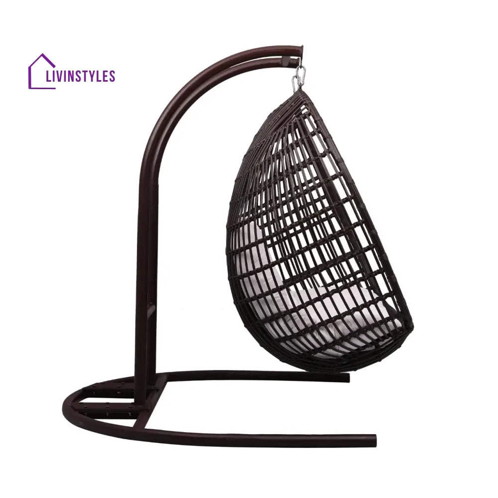 Urbano Double Seater Hanging Swing With Stand For Balcony Garden Swing (Dark Brown) - Swings