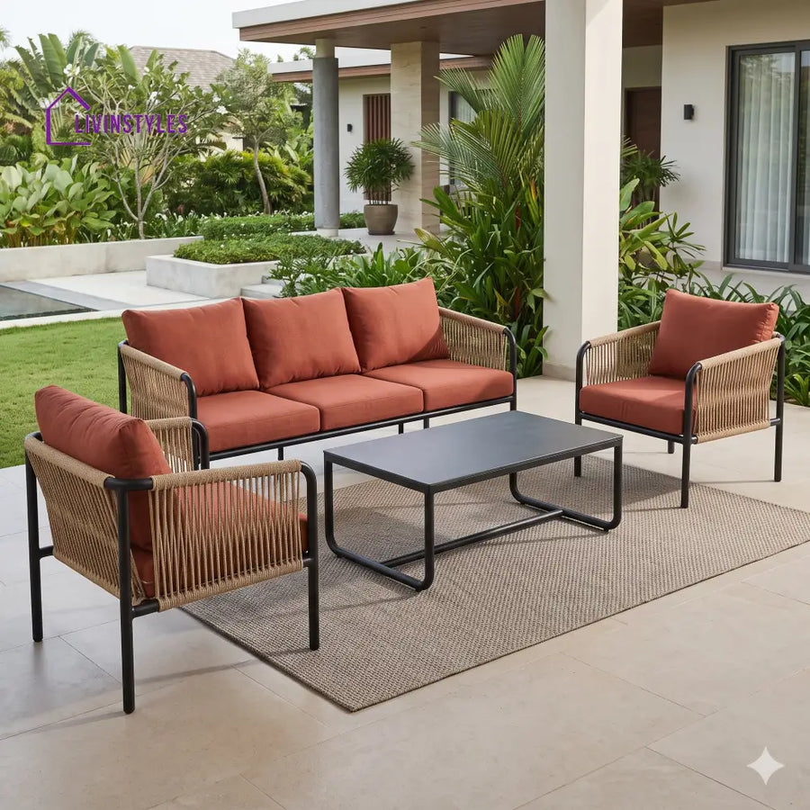 Urszula Premium MS Frame with Powder Coated Outdoor Sofa Set with Weather Proof Fabric