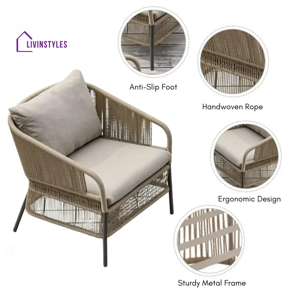 Urvi 2-Piece Outdoor Rope Single Seater Sofa - Sofa Set