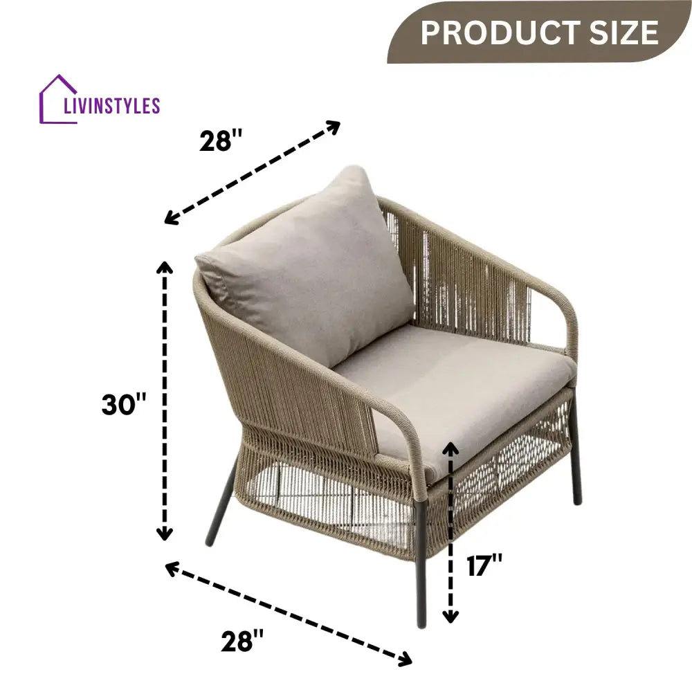 Urvi 2-Piece Outdoor Rope Single Seater Sofa - Sofa Set