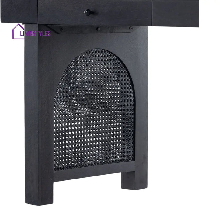 Ushini Solid Mango Wood & Rattan Desk