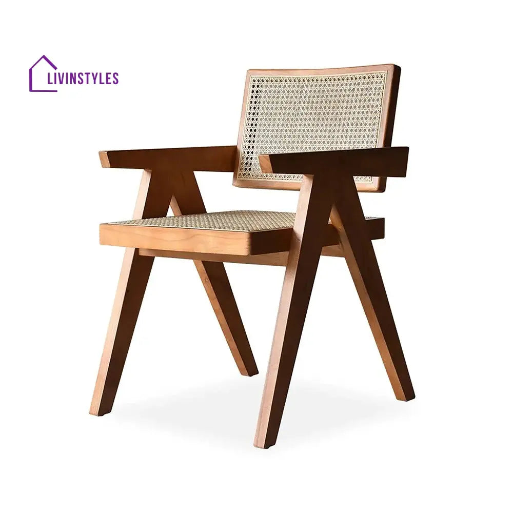 Ustinya Living Room Chair | Solid Wood and Cane Weaving