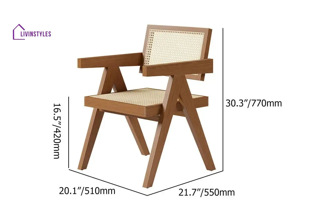Ustinya Living Room Chair | Solid Wood and Cane Weaving