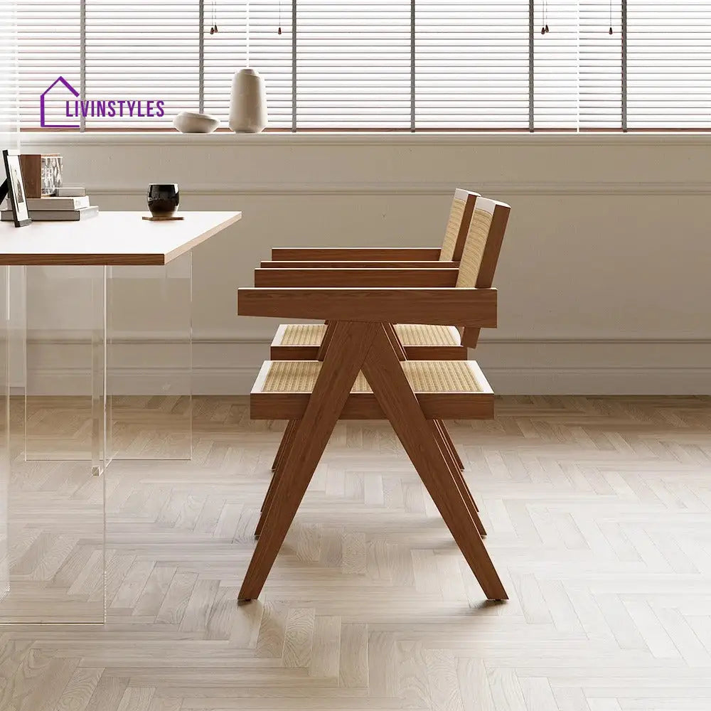 Ustinya Living Room Chair | Solid Wood and Cane Weaving