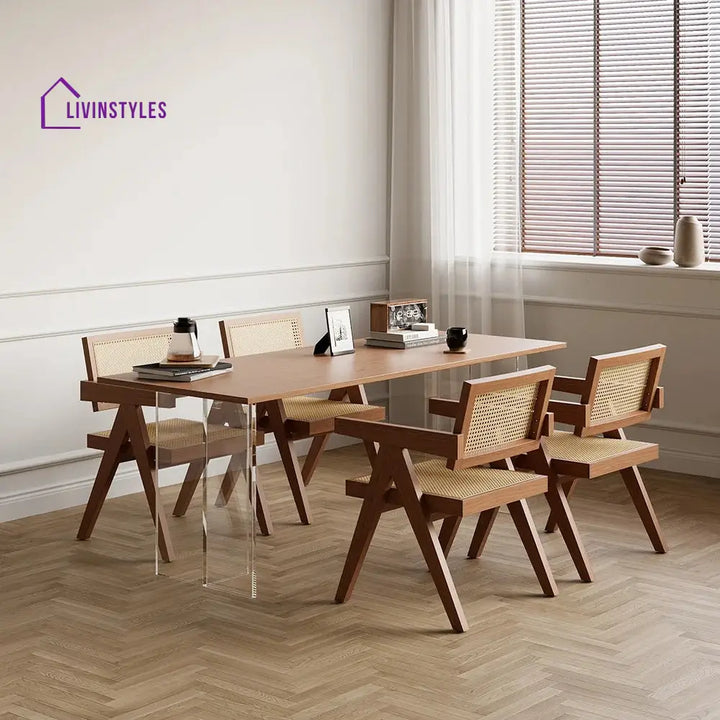 Ustinya Living Room Chair | Solid Wood and Cane Weaving