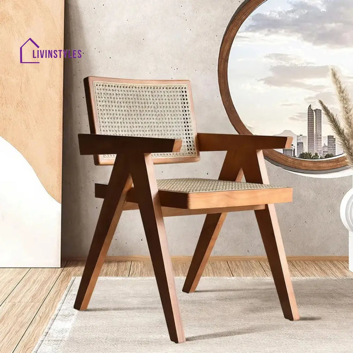 Ustinya Living Room Chair | Solid Wood and Cane Weaving
