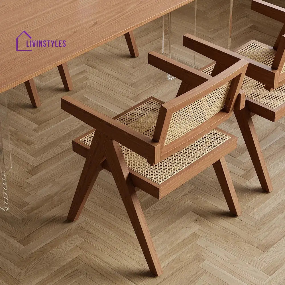 Ustinya Living Room Chair | Solid Wood and Cane Weaving
