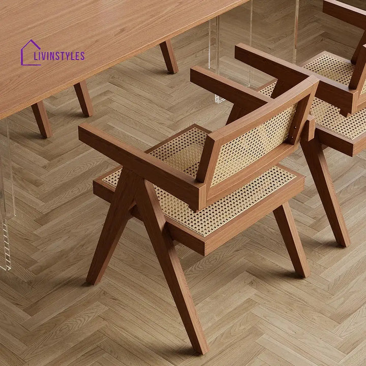 Ustinya Living Room Chair | Solid Wood and Cane Weaving