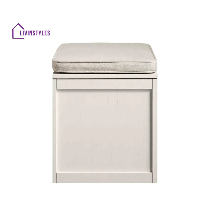 Frances Woven Rattan Double Storage Stool with Cushion White Cabinets & Chests