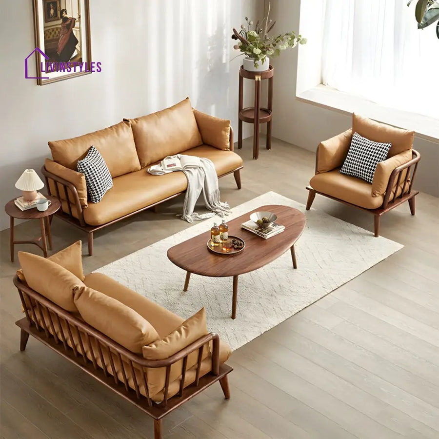 Utkalika Solid Wood 3 + 2 + 1 Seater Sofa for Living Room