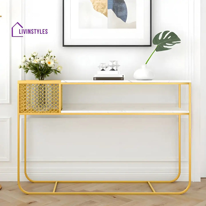 Vadim Stainless Steel Frame Console Table for Living Room