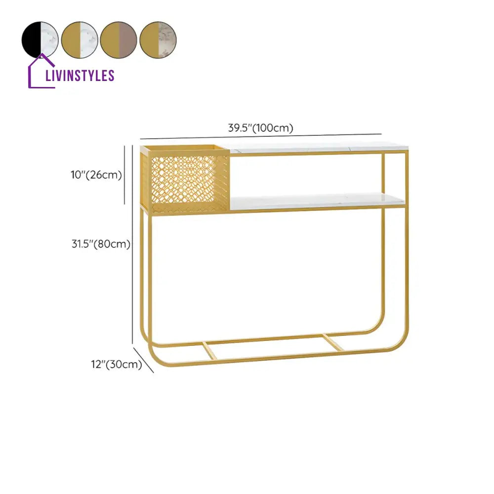 Vadim Stainless Steel Frame Console Table for Living Room