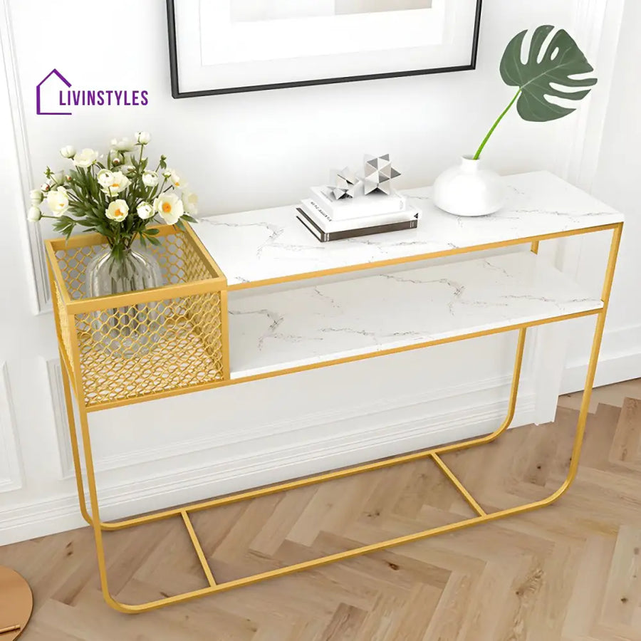 Vadim Stainless Steel Frame Console Table for Living Room