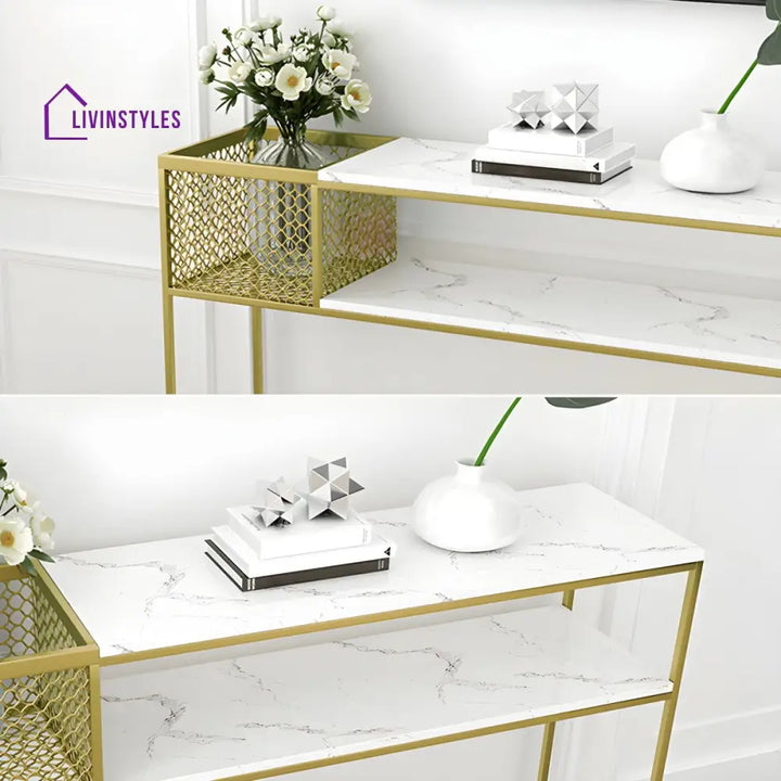 Vadim Stainless Steel Frame Console Table for Living Room