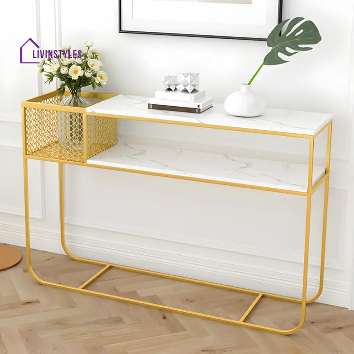 Vadim Stainless Steel Frame Console Table for Living Room