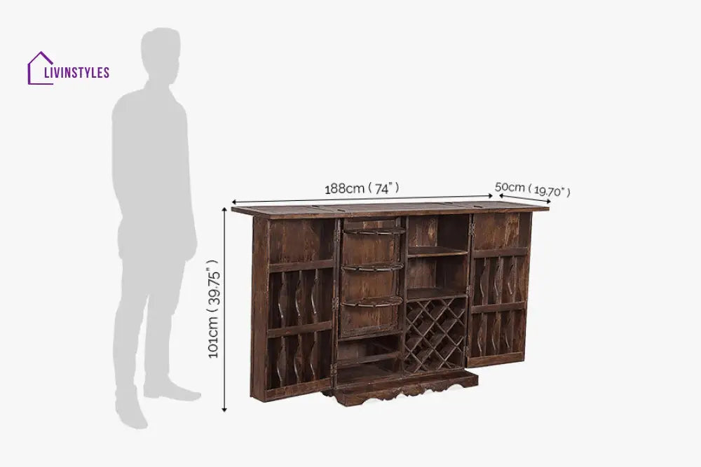 Vadym Solid Wood Bar Cabinet Bar