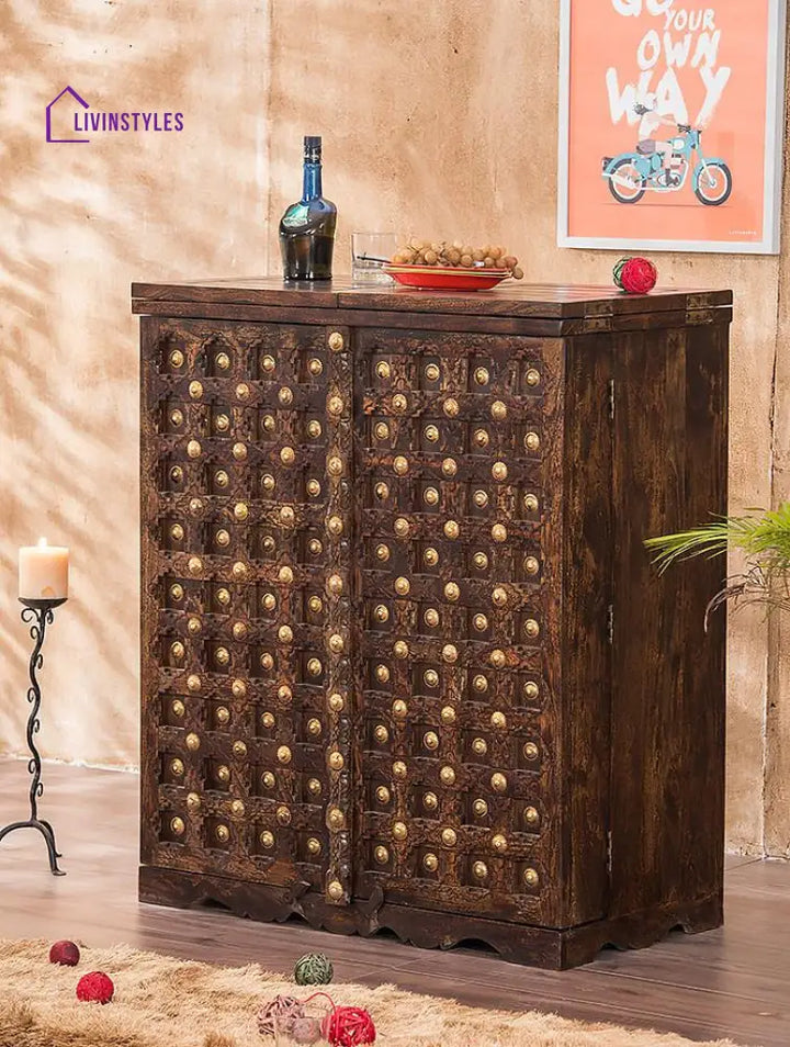 Vadym Solid Wood Bar Cabinet Bar