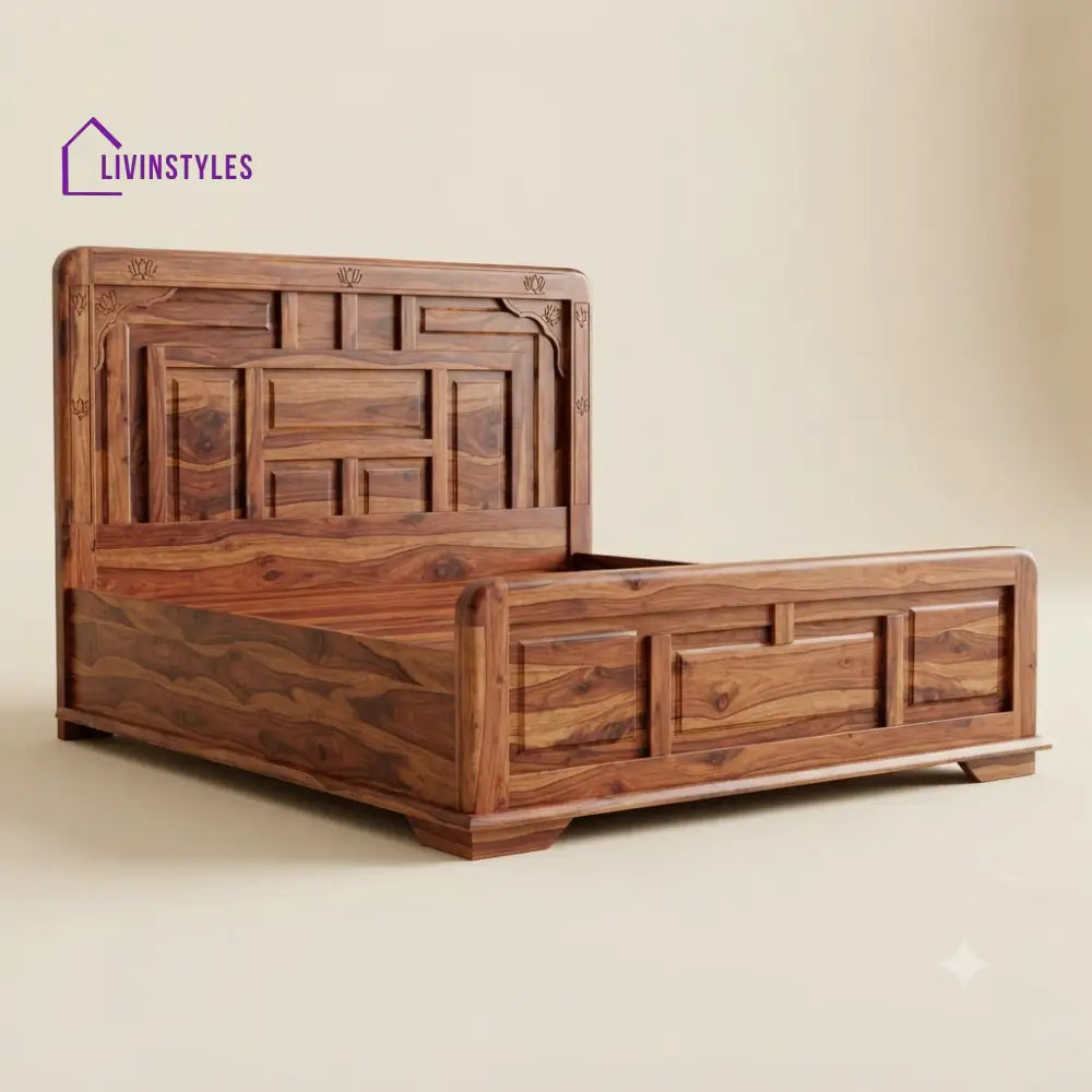 Vaidehi Sheesham Wood Bed With Box Storage | Wooden Bed