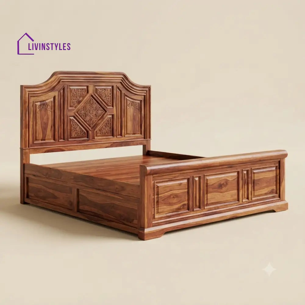 Vairamuthu Sheesham Wood Bed With Box Storage | Wooden Bed