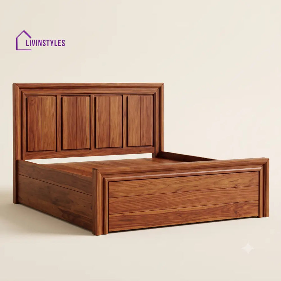 Vaishali Sheesham Wood Bed With Box Storage | Wooden Bed