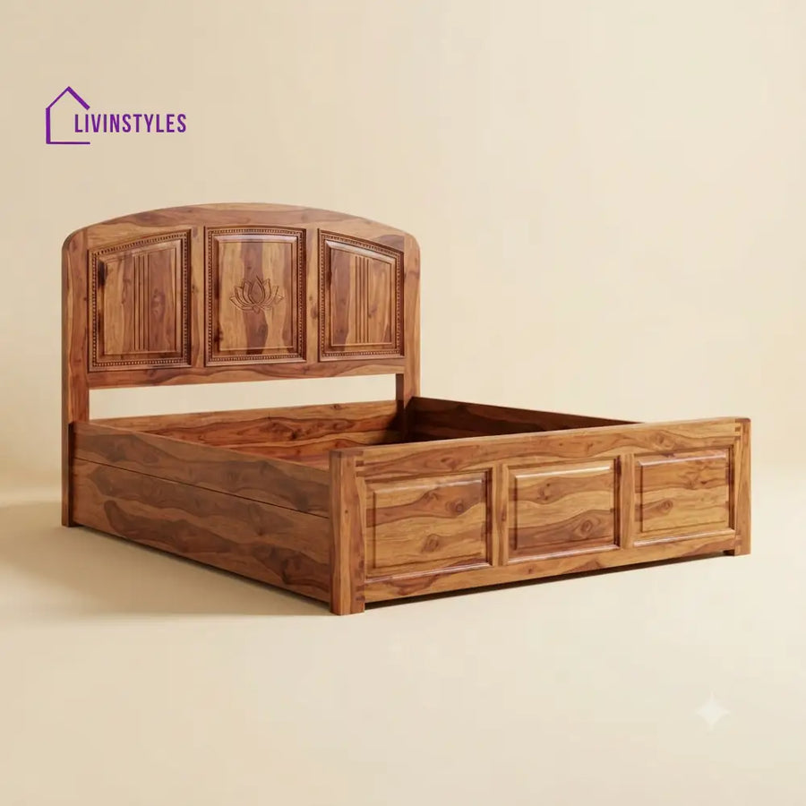 Vaishnavi Sheesham Wood Bed With Box Storage | Wooden Bed