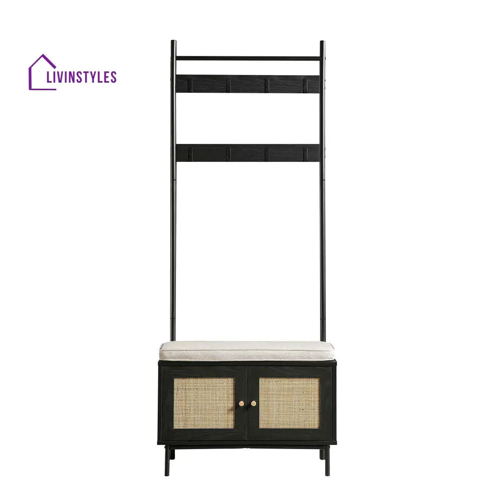 Frances Woven Hallway Unit with Cushion Black Cabinets & Chests