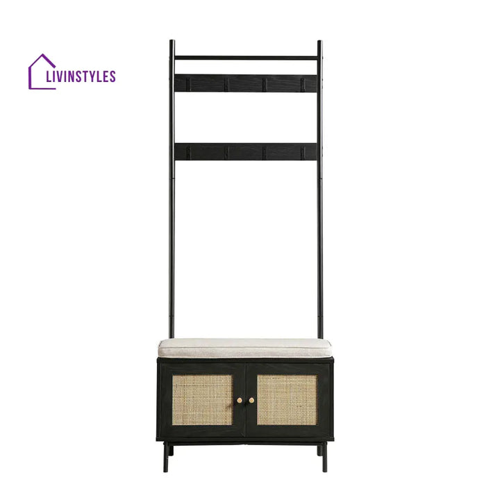 Frances Woven Hallway Unit with Cushion Black Cabinets & Chests