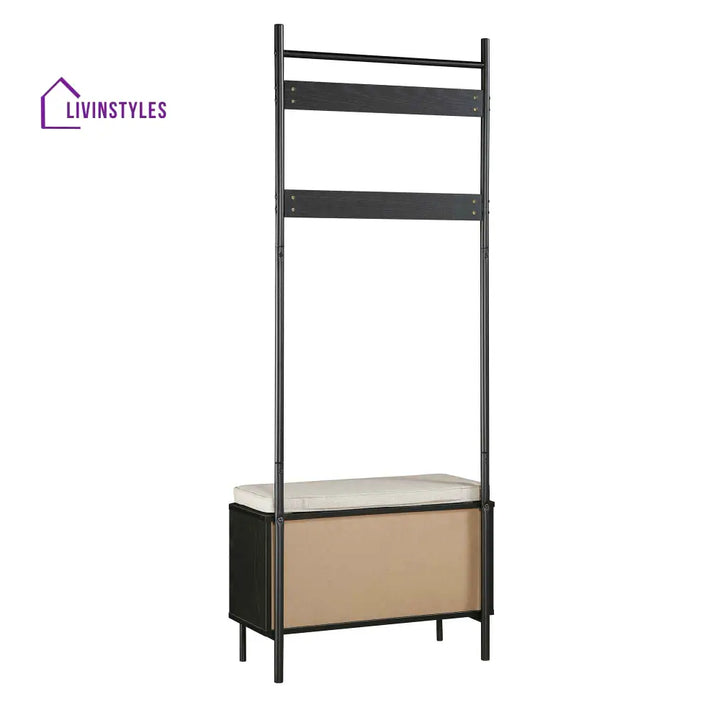 Frances Woven Hallway Unit with Cushion Black Cabinets & Chests