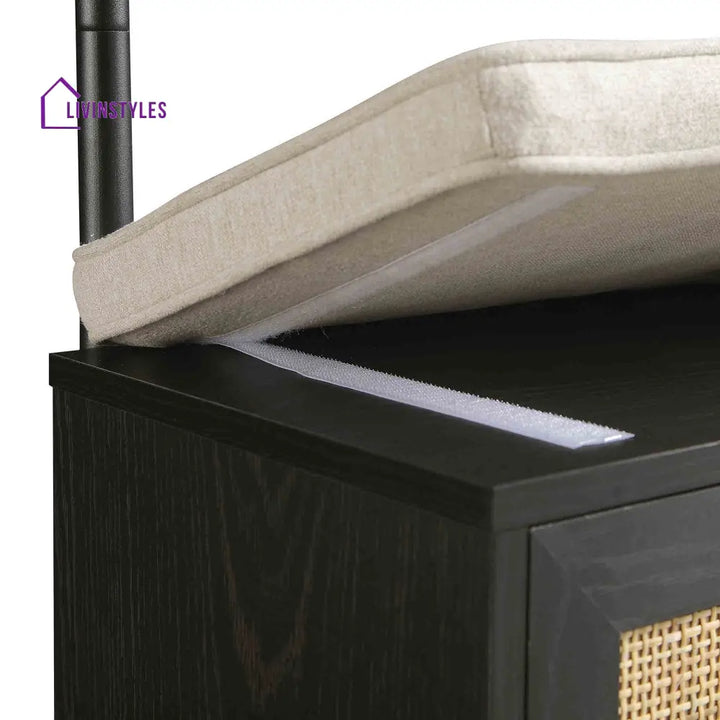 Frances Woven Hallway Unit with Cushion Black Cabinets & Chests
