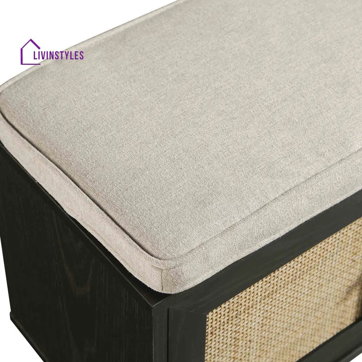 Frances Woven Hallway Unit with Cushion Black Cabinets & Chests