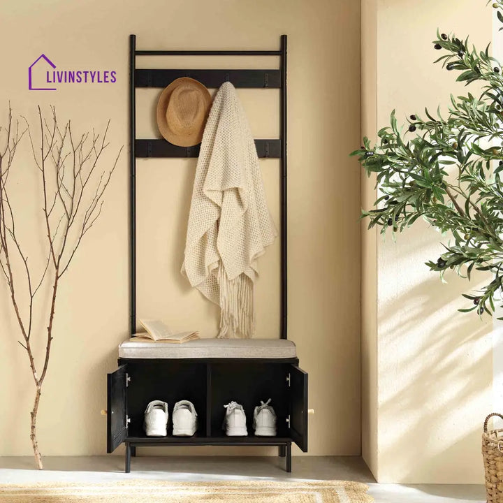 Frances Woven Hallway Unit with Cushion Black Cabinets & Chests